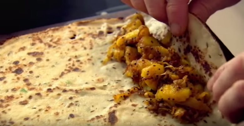 He Rolls a Special Potato Mixture Into a Spicy Pancake. What He Creates is  Heavenly for Breakfast.