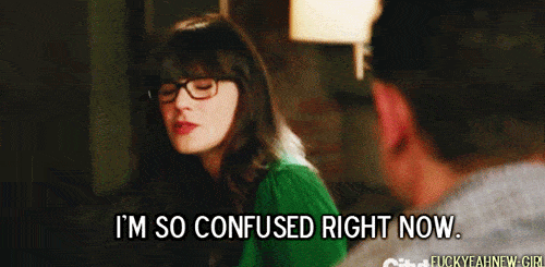 Jess from New Girl being confused.