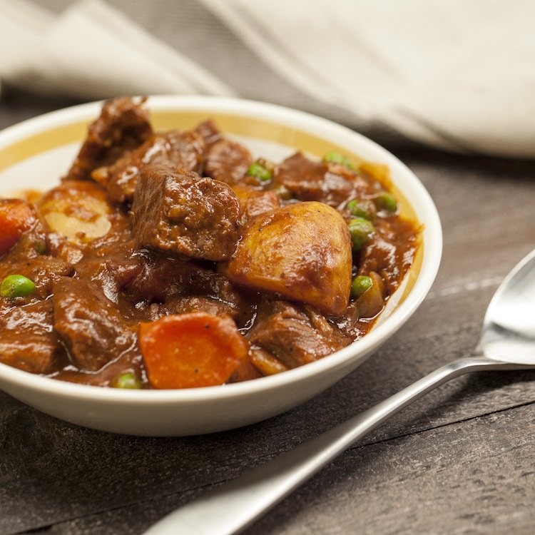 guinness beef stew in bowl