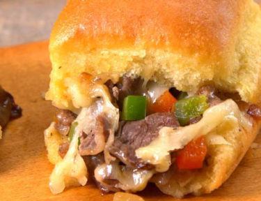 Philly Cheesesteak Sliders close-up