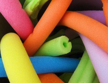 close-up of pool noodles