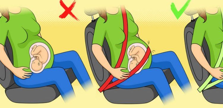 Image of seat belt on pregnant mom.