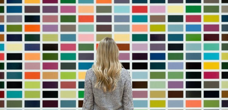 Image of woman looking at colors.
