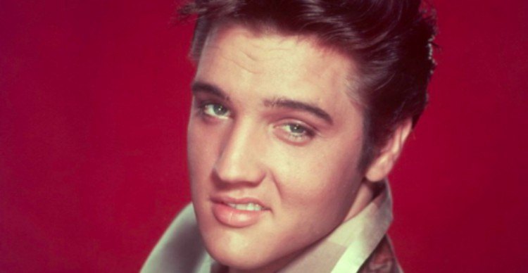 Elvis against red background
