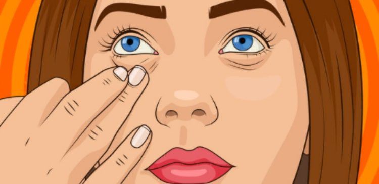 illustration of woman pulling at under eye area