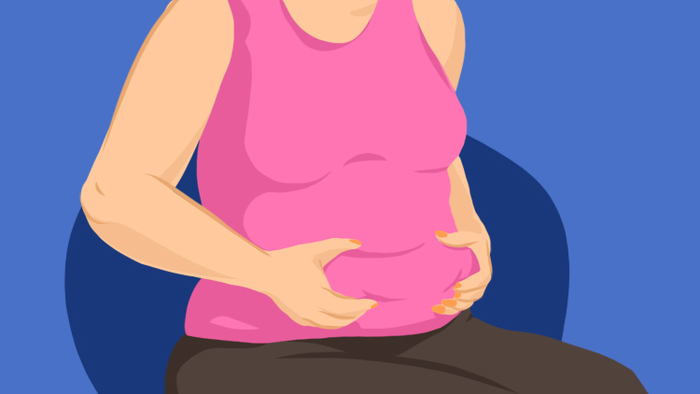 Illustration of bloated woman