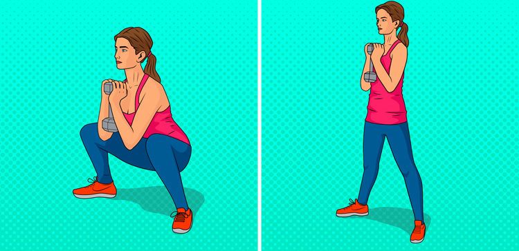 woman doing squats bladder exercises