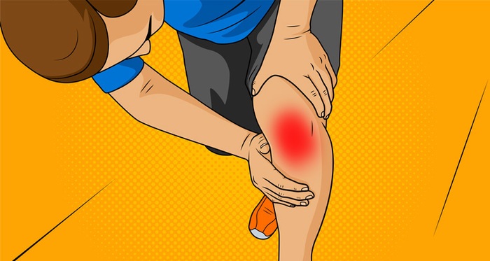 Illustration of pain in knee or leg