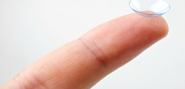Pic of contact lens on fingertip.