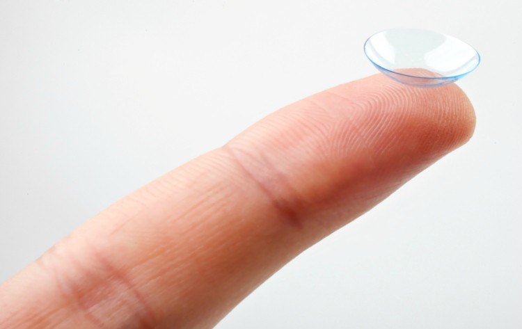 Pic of contact lens on fingertip.