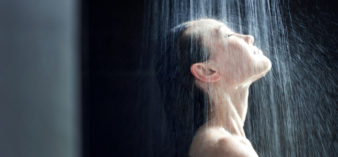 woman takes shower