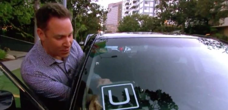 man walks into Uber