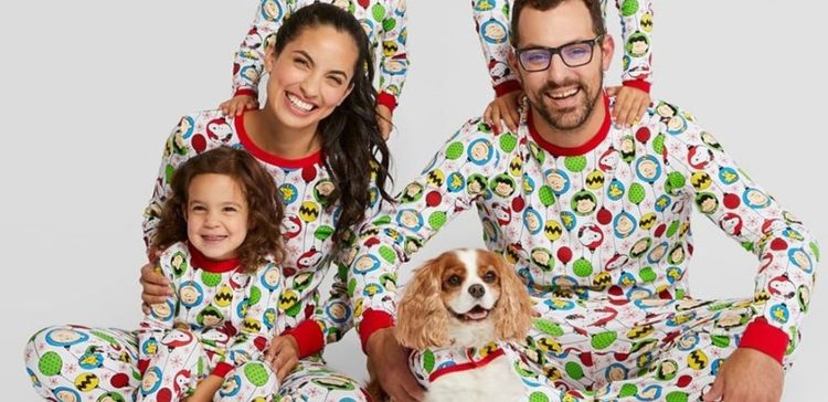 Image of matching holiday pajamas for the whole family