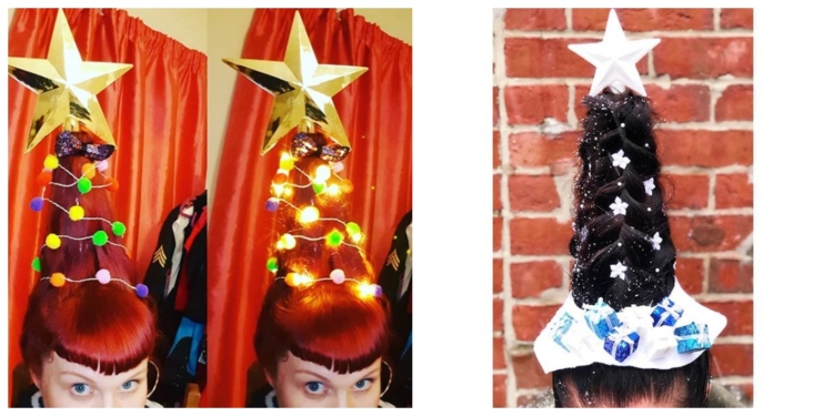 Image of Christmas tree hair.