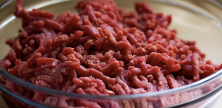 ground beef in glass bowl
