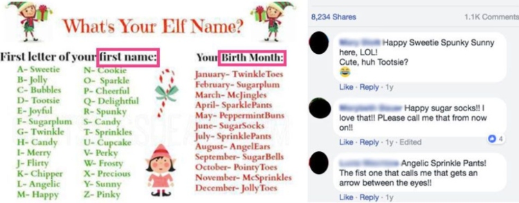 elf quiz with comments section