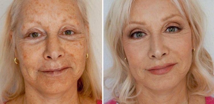 Photo of makeup artist's mom's makeover.