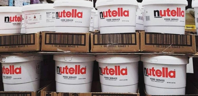 Image of large tubs of nutella