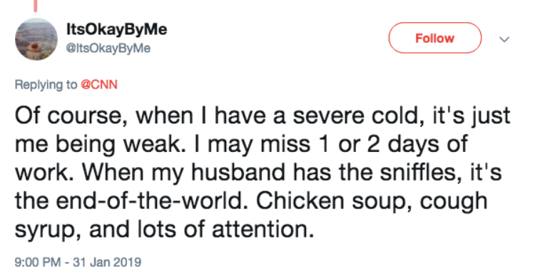 Husband with cold tweet 