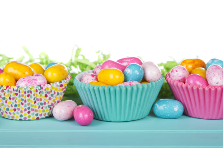 Image of Easter Candy in colorful cupcake wrappers