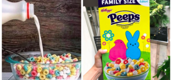Split image of peeps cereal
