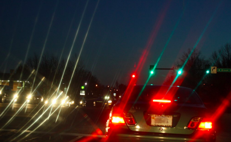 Image of blurry lights at night