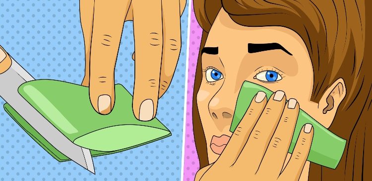 Image of putting aloe on face