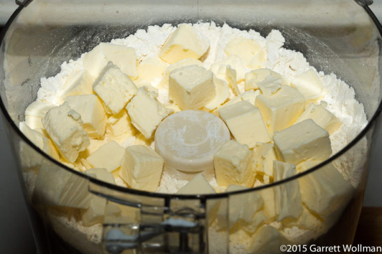 Cutting butter into flour using a food processor